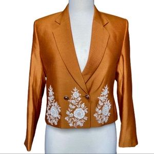 Double press crop hand embroidered jacket/coat